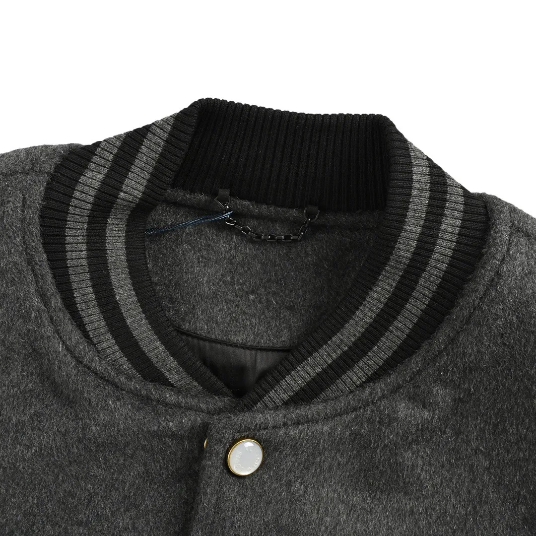Louis Vuitton/Louis Vuitton 24Fw embroidered letter cotton shearling sleeve baseball jacket